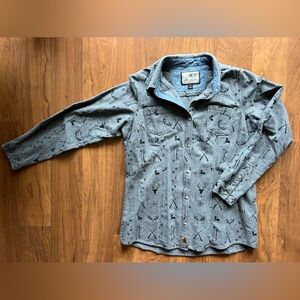 Legendary Whitetails Flannel Gray Outdoors Print Shirt- Size L